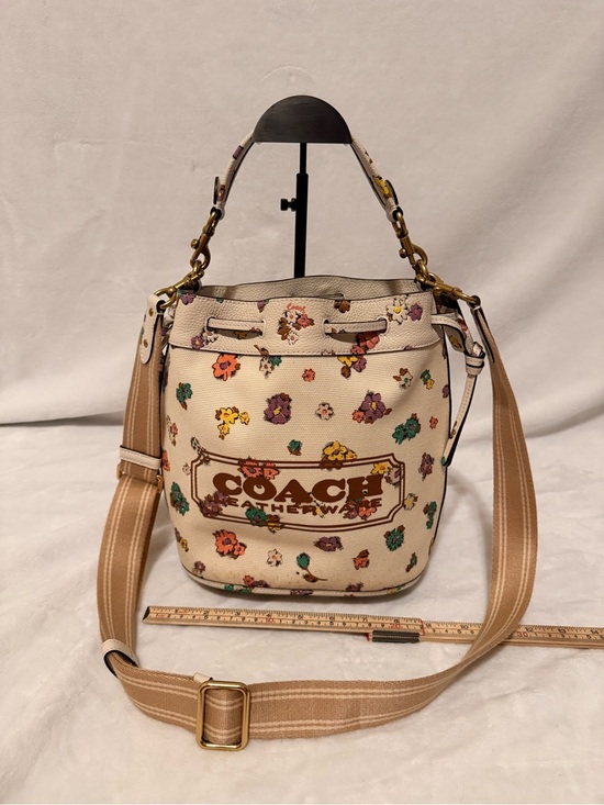 Coach Handbags - Coach Field Bucket Bag with Cross Stitch Floral Print - Chalk Multi